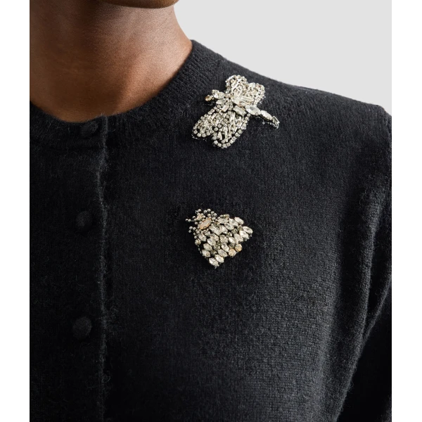 Erdem Embellished Crew Neck Cardigan - Knitwear - British Romantic Luxury at Luxury Shoes 