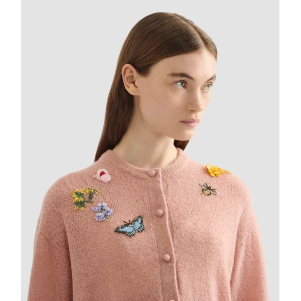 Erdem Embellished Crew Neck Cardigan - Knitwear - British Romantic Luxury at Luxury Shoes 