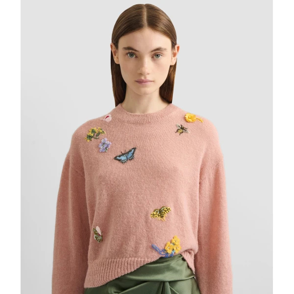Erdem Embellished Crew Neck Jumper - Knitwear - British Romantic Luxury at Luxury Shoes 