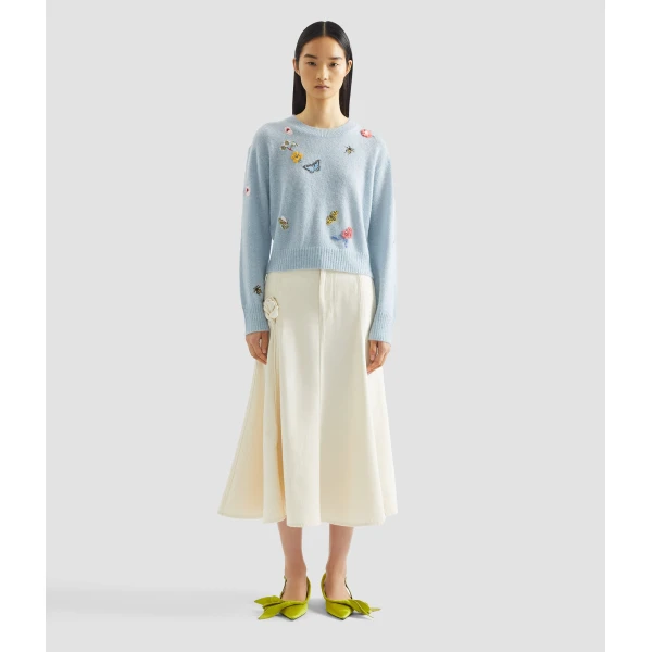 Erdem Embellished Crew Neck Jumper - Knitwear - British Romantic Luxury at Luxury Shoes 