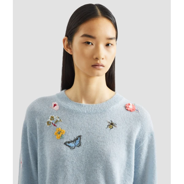 Erdem Embellished Crew Neck Jumper - Knitwear - British Romantic Luxury at Luxury Shoes 