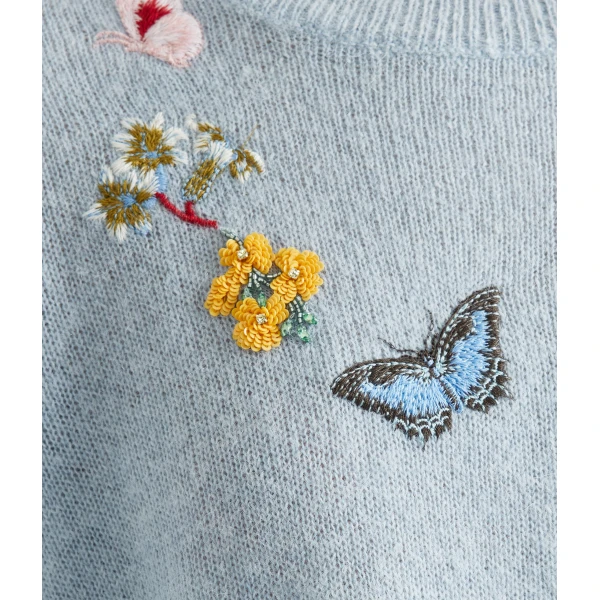 Erdem Embellished Crew Neck Jumper - Knitwear - British Romantic Luxury at Luxury Shoes 