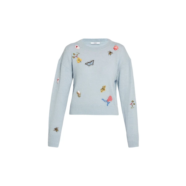 Erdem Embellished Crew Neck Jumper - Knitwear - British Romantic Luxury at Luxury Shoes 