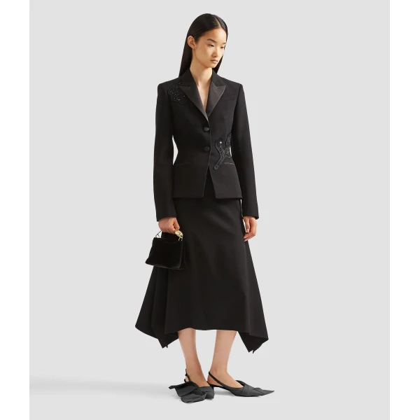 Erdem Embellished Grain De Poudre Fitted Blazer - Jackets - British Romantic Luxury at Luxury Shoes 