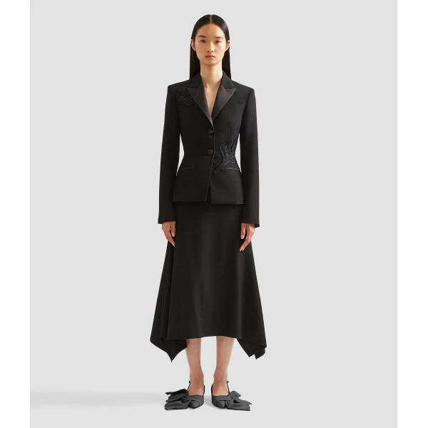 Erdem Embellished Grain De Poudre Fitted Blazer - Jackets - British Romantic Luxury at Luxury Shoes 