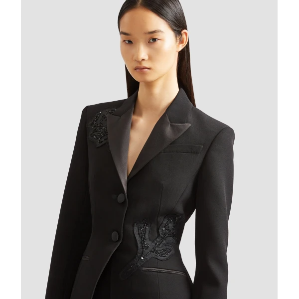 Erdem Embellished Grain De Poudre Fitted Blazer - Jackets - British Romantic Luxury at Luxury Shoes 