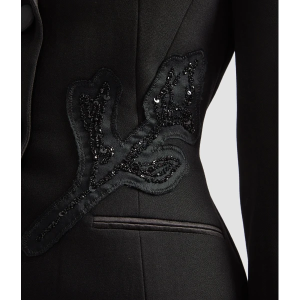 Erdem Embellished Grain De Poudre Fitted Blazer - Jackets - British Romantic Luxury at Luxury Shoes 