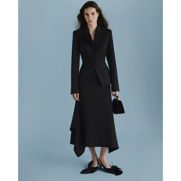 Erdem Embellished Grain De Poudre Fitted Blazer - Jackets - British Romantic Luxury at Luxury Shoes 