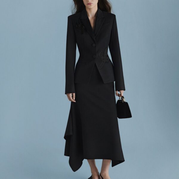 Erdem Embellished Grain De Poudre Fitted Blazer, view 7