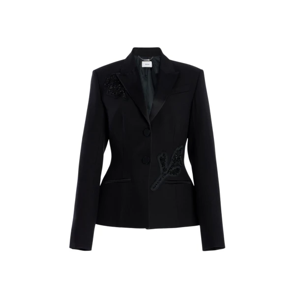 Erdem Embellished Grain De Poudre Fitted Blazer - Jackets - British Romantic Luxury at Luxury Shoes 