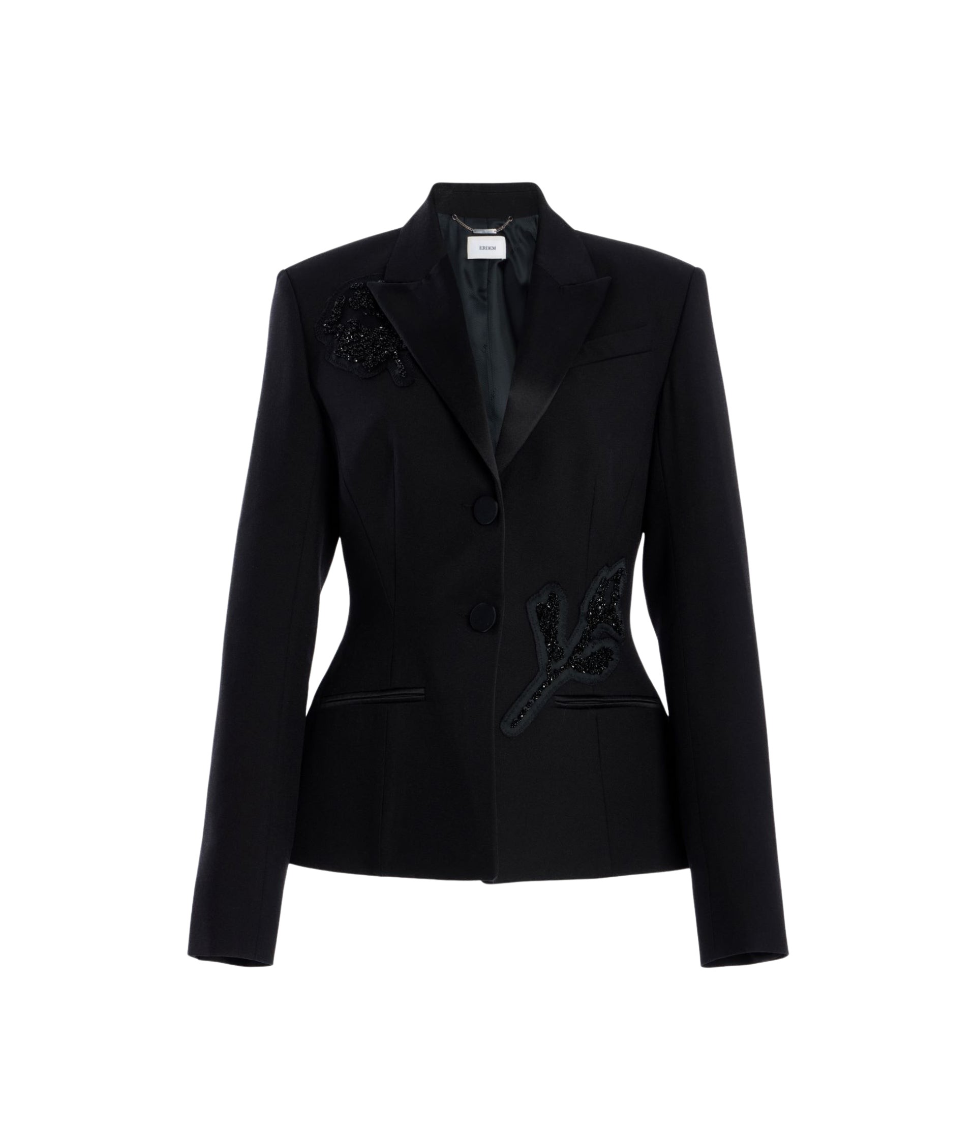 Erdem Embellished Grain De Poudre Fitted Blazer - Jackets - British Romantic Luxury at Luxury Shoes 