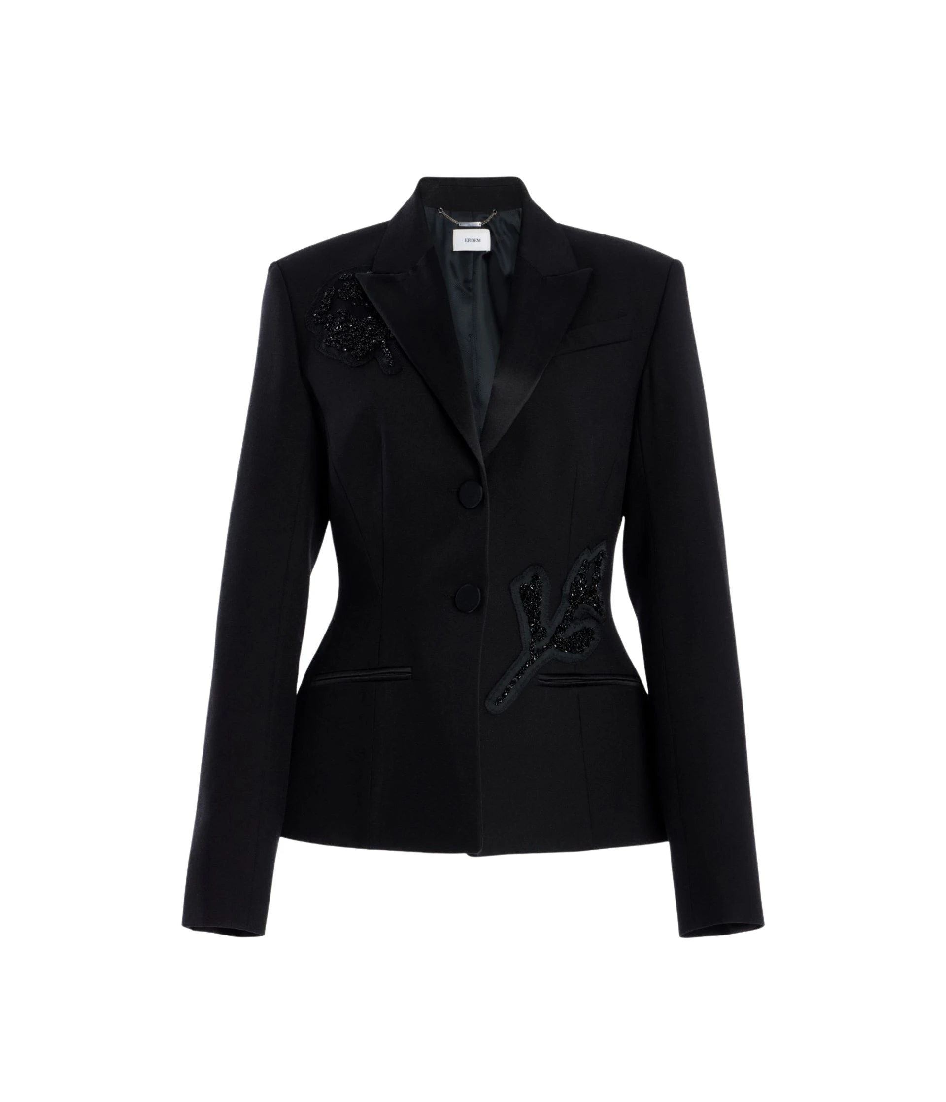 Erdem-Embellished-Grain-De-Poudre-Fitted-Blazer-coveti87426_nobg Erdem Embellished Grain De Poudre Fitted Blazer - Jackets - British Romantic Luxury at Luxury Shoes