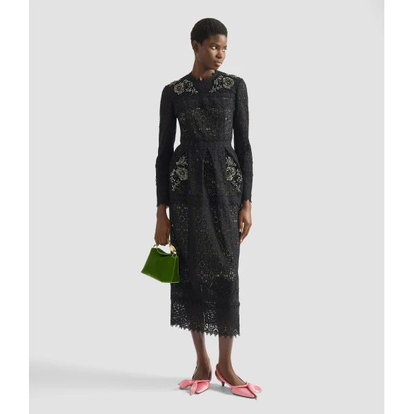 Erdem Embellished Guipure Long Sleeve Midi Dress - Dresses - British Romantic Luxury at Luxury Shoes 