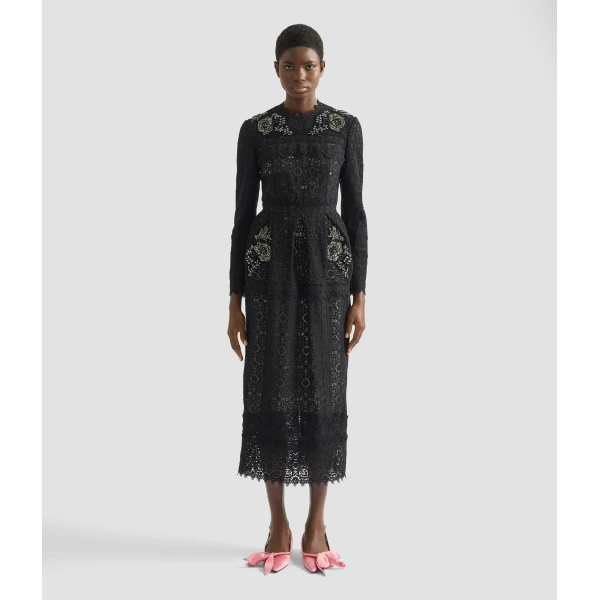 Erdem Embellished Guipure Long Sleeve Midi Dress - Dresses - British Romantic Luxury at Luxury Shoes 