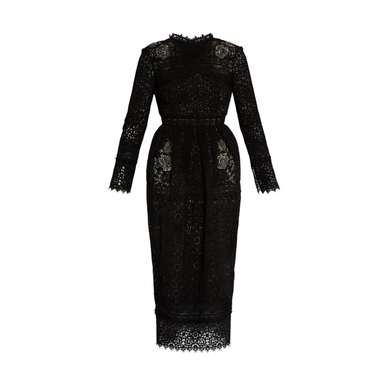 Erdem Embellished Guipure Long Sleeve Midi Dress - Dresses - British Romantic Luxury at Luxury Shoes 