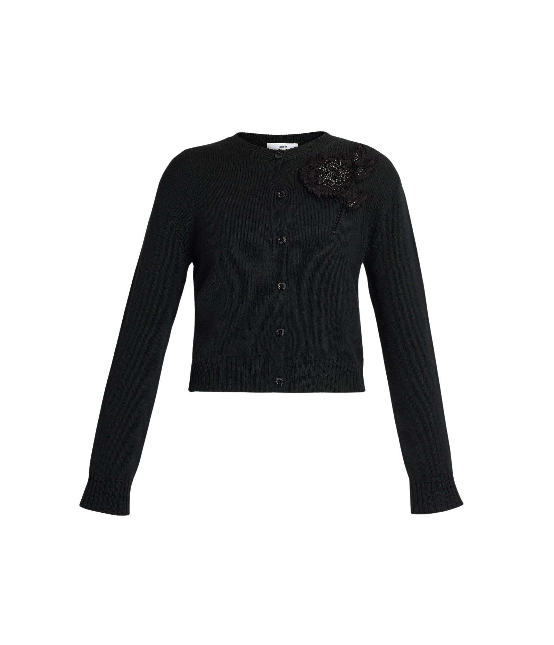 Erdem Embellished Merino Wool Cardigan - Knitwear - British Romantic Luxury at Luxury Shoes 