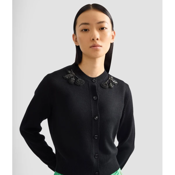 Erdem Embellished Merino Wool Cardigan - Knitwear - British Romantic Luxury at Luxury Shoes 