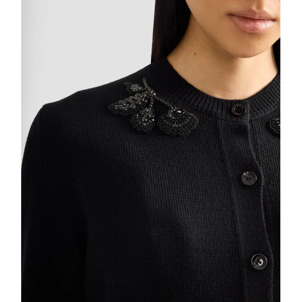 Erdem Embellished Merino Wool Cardigan - Knitwear - British Romantic Luxury at Luxury Shoes 