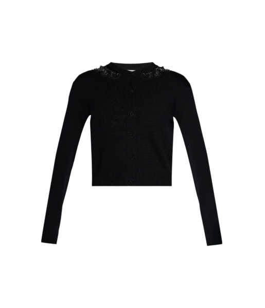 Erdem Embellished Merino Wool Cardigan - Knitwear - British Romantic Luxury at Luxury Shoes 