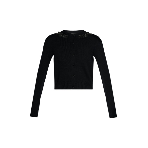 Erdem Embellished Merino Wool Cardigan - Knitwear - British Romantic Luxury at Luxury Shoes 