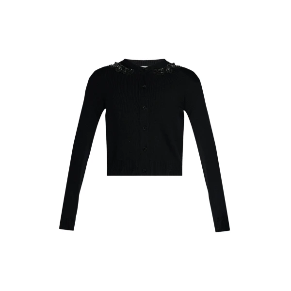 Erdem Embellished Merino Wool Cardigan - Knitwear - British Romantic Luxury at Luxury Shoes 