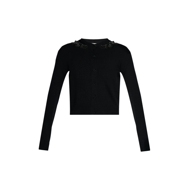 Erdem Embellished Merino Wool Cardigan - Knitwear - British Romantic Luxury at Luxury Shoes 