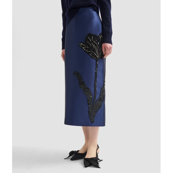 Erdem Embellished Mikado Pencil Skirt - Skirts - British Romantic Luxury at Luxury Shoes 