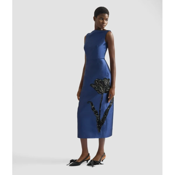 Erdem Embellished Mikado Sleeveless Midi Dress - Dresses - British Romantic Luxury at Luxury Shoes 
