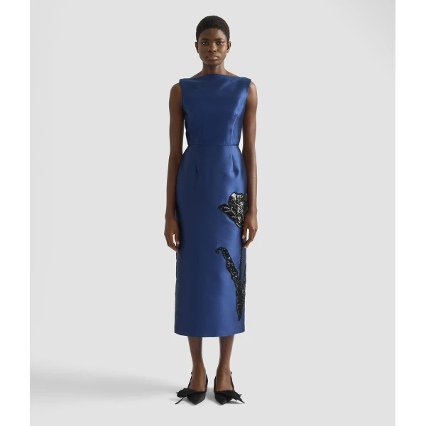 Erdem Embellished Mikado Sleeveless Midi Dress - Dresses - British Romantic Luxury at Luxury Shoes 