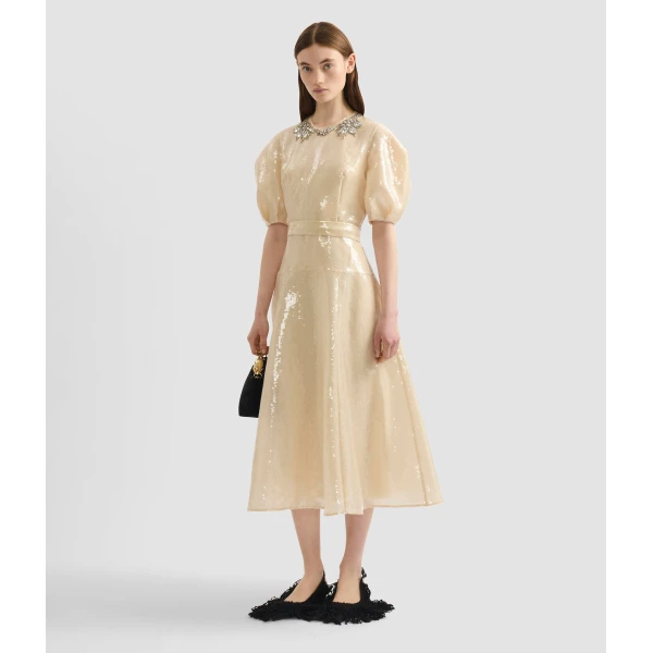 Erdem Embellished Organza Sequin Midi Dress - Dresses - British Romantic Luxury at Luxury Shoes 