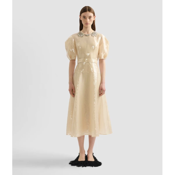 Erdem Embellished Organza Sequin Midi Dress - Dresses - British Romantic Luxury at Luxury Shoes 