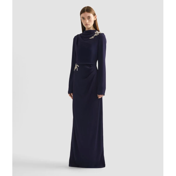 Erdem Embellished Sable Long Sleeve Gown - Dresses - British Romantic Luxury at Luxury Shoes 