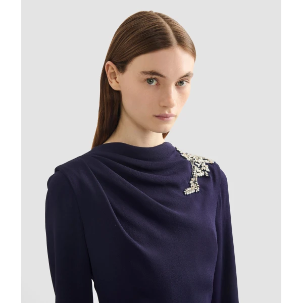Erdem Embellished Sable Long Sleeve Gown - Dresses - British Romantic Luxury at Luxury Shoes 