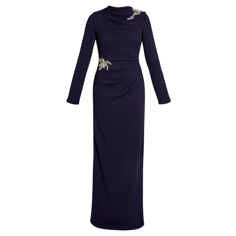 Erdem Embellished Sable Long Sleeve Gown - Dresses - British Romantic Luxury at Luxury Shoes 