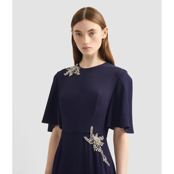 Erdem Embellished Sable Short Sleeve Midi Dress - Dresses - British Romantic Luxury at Luxury Shoes 