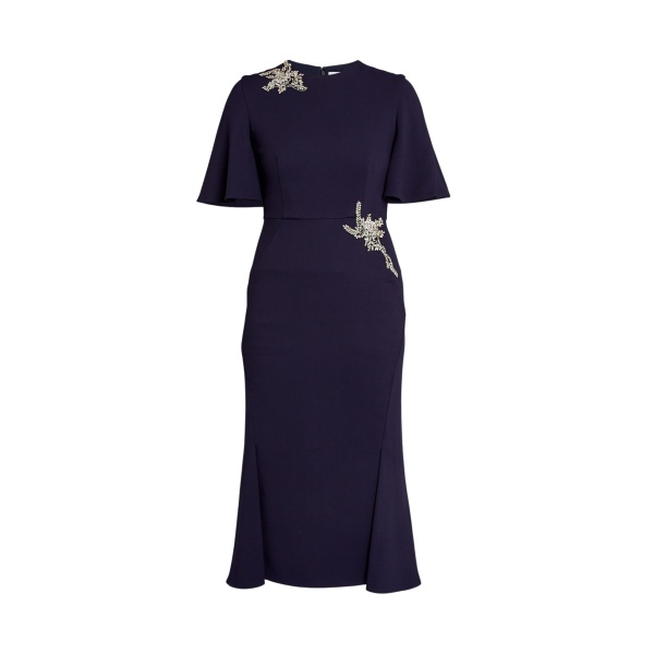 Erdem Embellished Sable Short Sleeve Midi Dress - Dresses - British Romantic Luxury at Luxury Shoes 