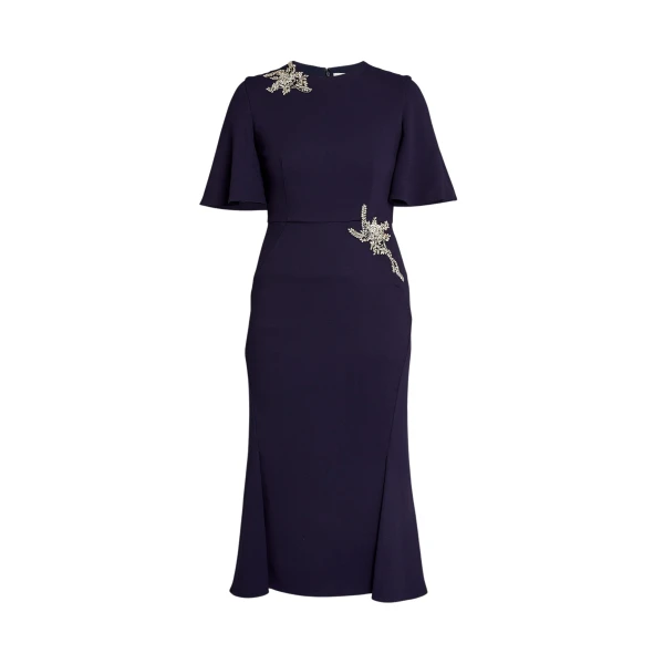 Erdem Embellished Sable Short Sleeve Midi Dress - Dresses - British Romantic Luxury at Luxury Shoes 