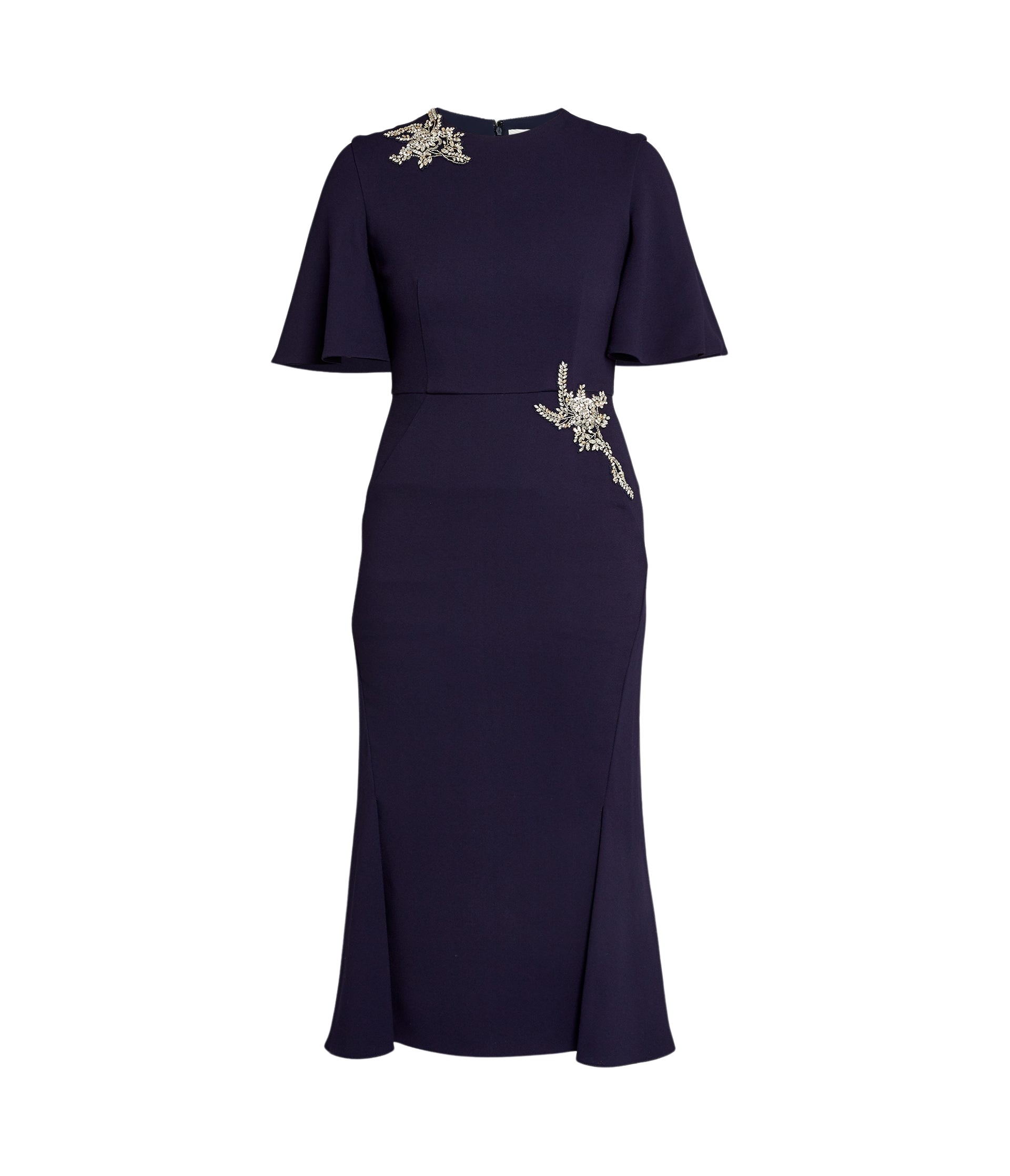 Erdem Embellished Sable Short Sleeve Midi Dress - Dresses - British Romantic Luxury at Luxury Shoes 
