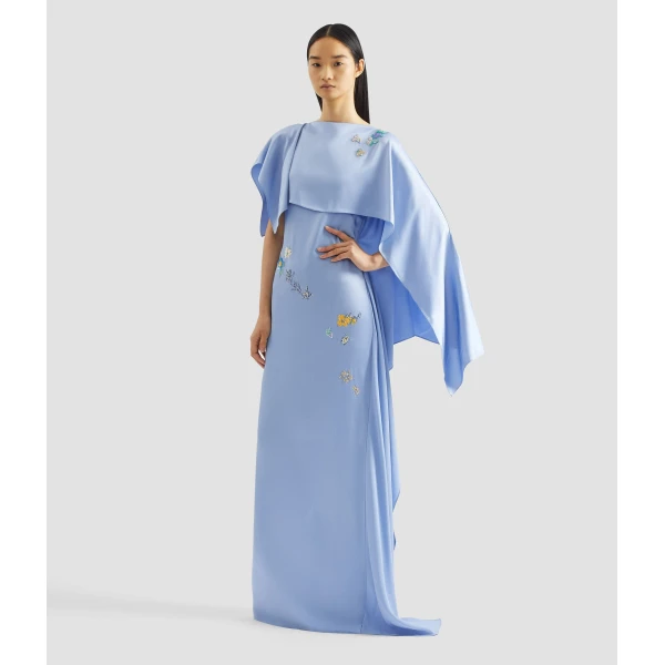 Erdem Embellished Satin Cady Draped Gown - Dresses - British Romantic Luxury at Luxury Shoes 