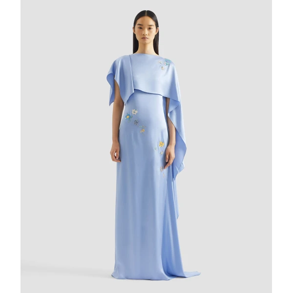 Erdem Embellished Satin Cady Draped Gown - Dresses - British Romantic Luxury at Luxury Shoes 