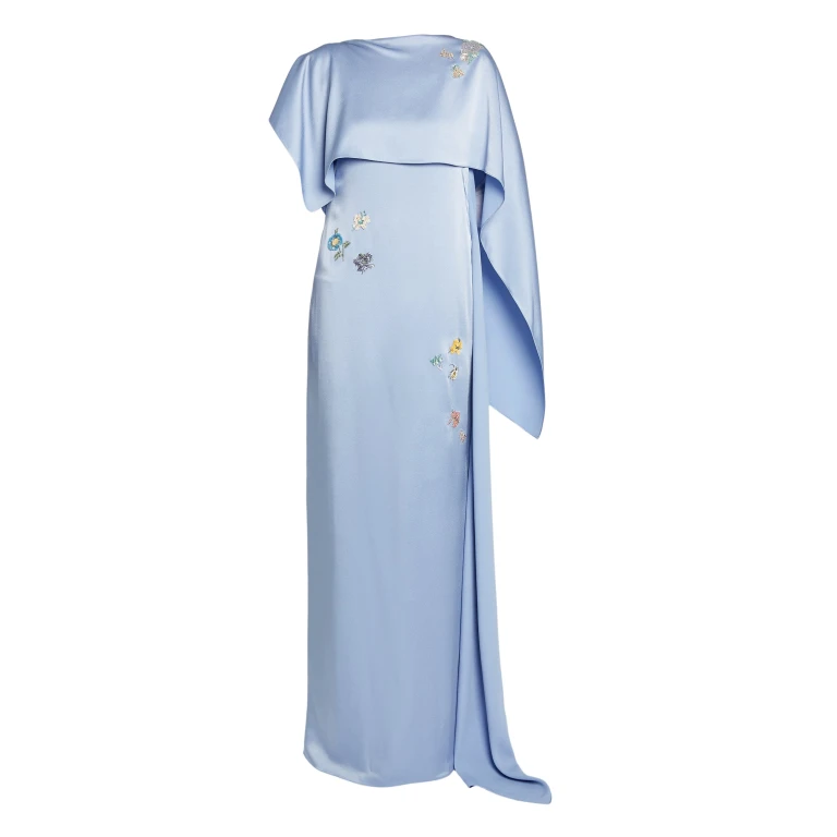 Erdem Embellished Satin Cady Draped Gown - Dresses - British Romantic Luxury at Luxury Shoes 