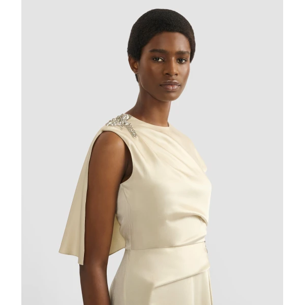 Erdem Embellished Satin Cady Draped Midi Dress - Dresses - British Romantic Luxury at Luxury Shoes 