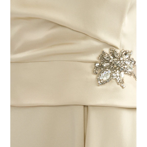 Erdem Embellished Satin Cady Draped Midi Dress - Dresses - British Romantic Luxury at Luxury Shoes 