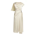 Erdem Embellished Satin Cady Draped Midi Dress - Dresses - British Romantic Luxury at Luxury Shoes 