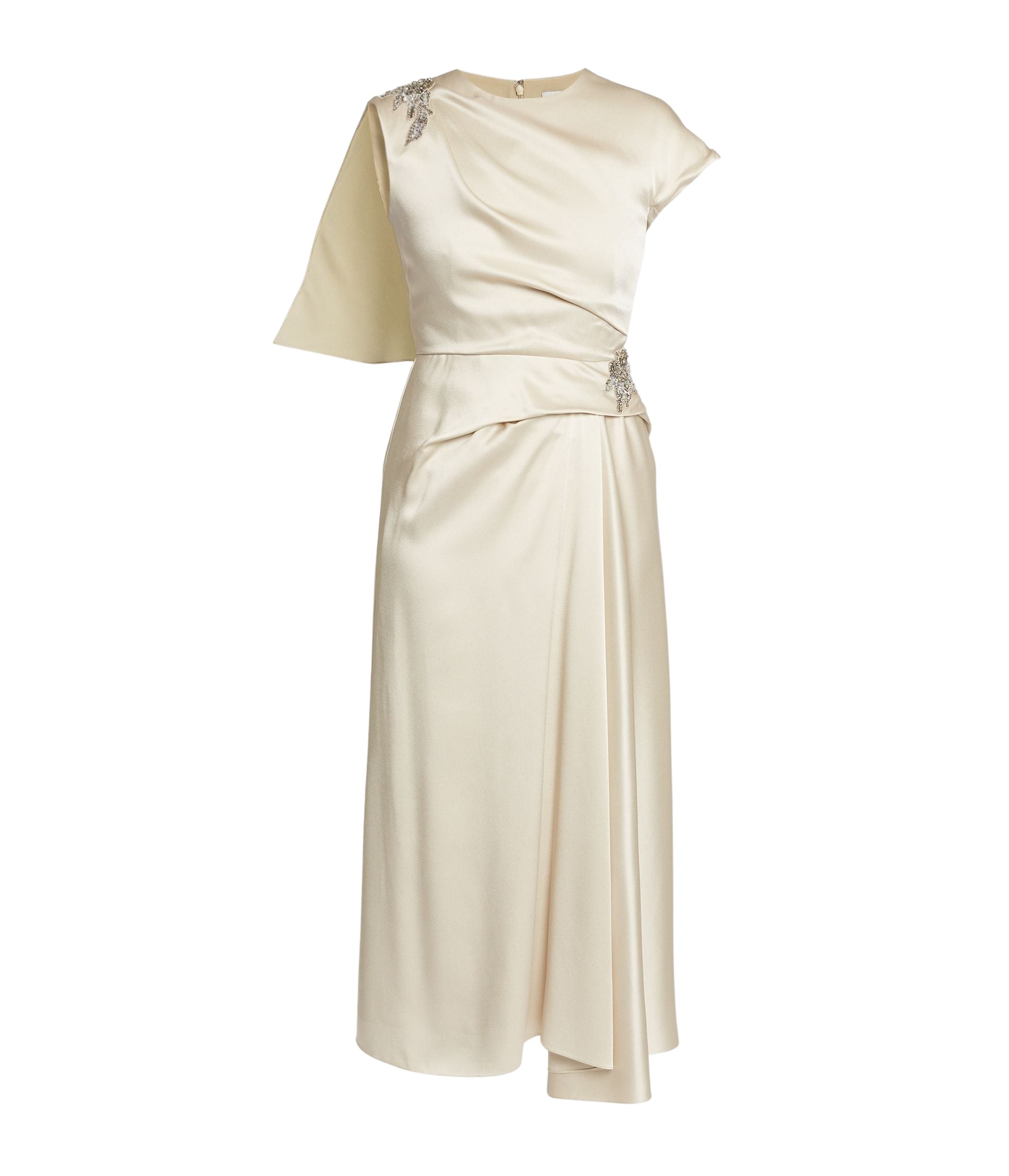 Erdem Embellished Satin Cady Draped Midi Dress - Dresses - British Romantic Luxury at Luxury Shoes 