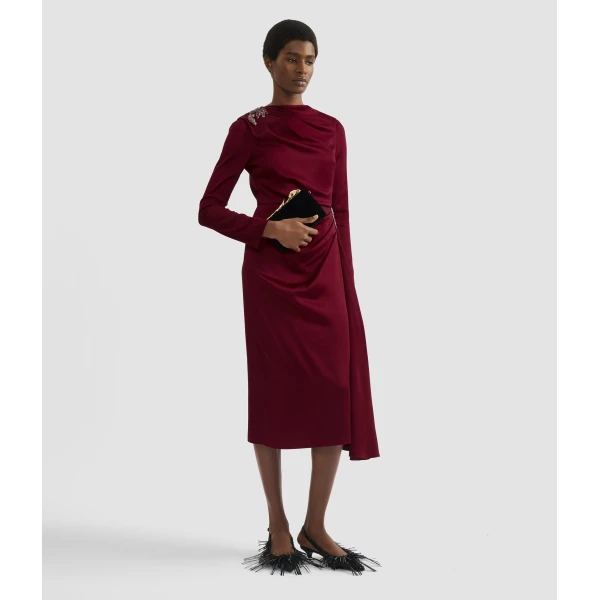Erdem Embellished Satin Cady Midi Dress - Dresses - British Romantic Luxury at Luxury Shoes 