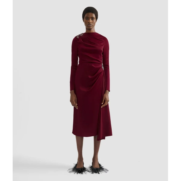 Erdem Embellished Satin Cady Midi Dress - Dresses - British Romantic Luxury at Luxury Shoes 