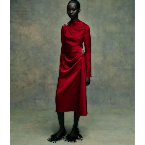 Erdem Embellished Satin Cady Midi Dress - Dresses - British Romantic Luxury at Luxury Shoes 