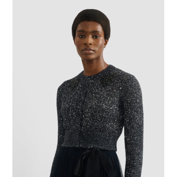 Erdem Embellished Sequin Cropped Cardigan - Knitwear - British Romantic Luxury at Luxury Shoes 