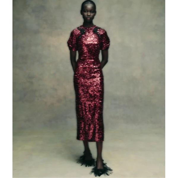 Erdem Embellished Sequin Midi Dress - Dresses - British Romantic Luxury at Luxury Shoes 